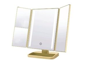 lot 6318 image: ONYX Professional Anniversary Edition Trifold LED Vanity Mirror, Gold