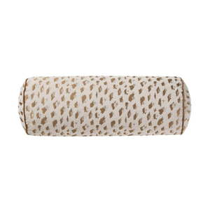 lot 6322 image: Home Decor Collection 8  x 20  Tan Woven Leopard Bolster Decorative Pillow