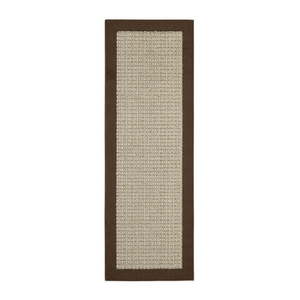 lot 6342 image: Mainstays Farmhouse Faux Sisal Olefin Brown Border Indoor Hallway Runner Rug  2 x6