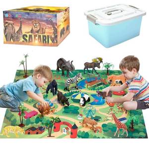 lot 10491 image: Safari Animals Figures with Activity Play Mat &amp Storage Box, Realistic Plastic Jumbo Playset, Jungle Wild Zoo Animals Toys for Kids Toddler 3-5, 22Pcs Birthday Gifts Christmas Stocking Stuffers&nbsp