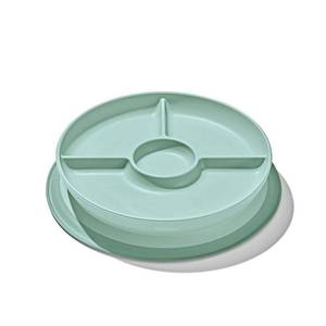 lot 15515 image: OXO Tot Stick &amp Stay Suction Divided Plate, Green