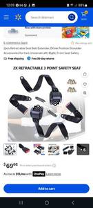 lot 15521 image: 2pcs Retractable Seat Belt Extender, Driver Position Shoulder Accessories for Cars Universal Left, Right, Front Seat Safety - Retail $70