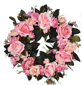 lot 15526 image: 15 Inch Pink Rose Wreath&nbsp