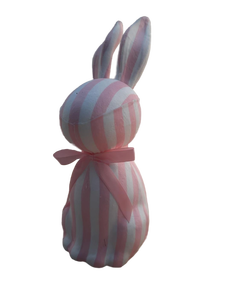 lot 15532 image: Pink and White Striped Decorative Bunny Figure&nbsp