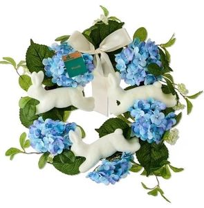 lot 16861 image: Bunny and Hydrangea Wreath, Blue and White, 22, Easter by Way To Celebrate&nbsp