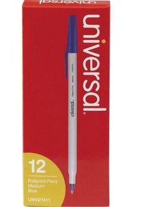lot 16879 image: PACK OF 3--Universal UNV27411 Medium 1 Mm Stick Ballpoint Pen - Blue Ink  GrayBlue Barrel (1 Dozen)&nbsp