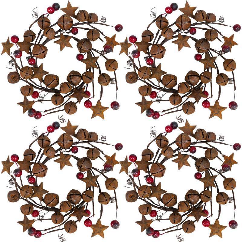 lot 9567 image: 4 Pcs Christmas Jingle Bells Candle Rings