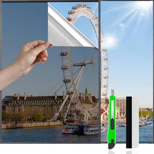 lot 4922 image: One Way Privacy Window Film,Window Tint for Home Office,Daytime Window Film See Out Not in,Static Cling Reflective Heat Control Sun Blocking Window Privacy Film 3 Pack