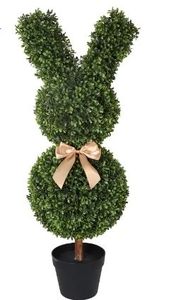 lot 6358 image: 36 Artificial Boxwood Rabbit Topiary Tree - Retail $65