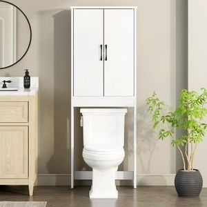 lot 6362 image: Mainstays Ardent Over-the-Toilet Bathroom Storage Cabinet, White - Retail $60