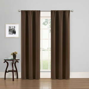 lot 6375 image: Eclipse Phoenix Blackout Curtain Rod Pocket Panel  Set of 2  Chocolate Brown  37  W x 84  L&nbsp