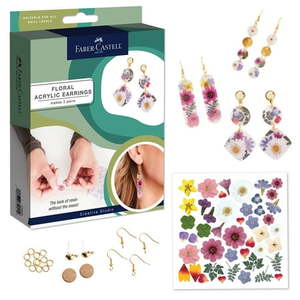 lot 6376 image: Faber-Castell Pressed Floral Acrylic Earrings - Create 3 Earrings  Jewelry Making Kit and Crafts for Adults  Pressed Floral Earring Making Kit  Hobbies for Women