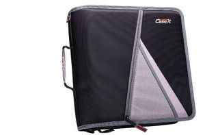lot 6382 image: Case-it Mighty Zip Tab Binder  3-Inch O-Ring, Expanding File Folder, Black  Office Organizer