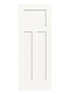 30 in. x 80 in. Craftsman 3-Panel Wood Core White Primed Smooth - Retail: $528