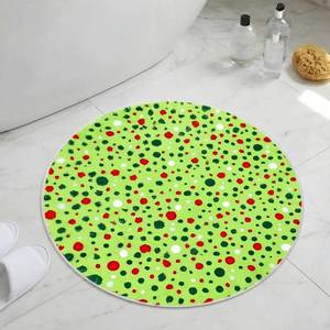 lot 7403 image: Tinideya Christmas Bathroom Rugs Winter Rug for Holiday Decorations 24 x 24 Round Bath Mats for Bedroom Kitchen(Polka Dot,Green Red White)&nbsp