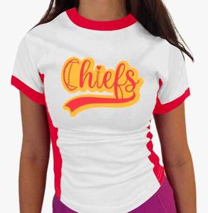 lot 7413 image: Game Day Football T-Shirt Women Football Team Graphic Tees Game Day Outfits Sports Team Fan Crop Tops Cheifs Size L