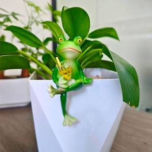 lot 7420 image: Vynoraxis Sherum Tipsy Frog Trio - Tipsy Frog Pot Hugger Set with Wine Glass, Miniature Resin Frog with Wine Glass Figurines, Frog Garden Decor for Plant Pots IndoorOutdoor (Tipsy Frog A)&nbsp