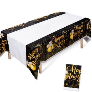 lot 7444 image: 8 Count of MiniRed Happy New Year Plastic Table Cloth for Parties, Plastic Table Cover 2026, Disposable Party Table Clothes Decorations Supplies(70.8 X 42.5)&nbsp