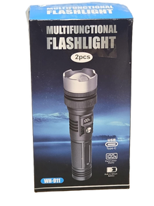 lot 7459 image: USB-C Rechargeable LED Flashlight WH-911 (2-Pack)&nbsp