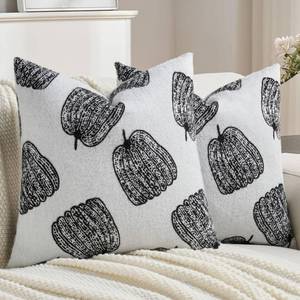 lot 10510 image: FUTEI Fall Pumpkins Throw Pillow Covers 20x20 Inch Set of 2, Soft Faux Cashmere Cushion Case for Autumn Thanksgiving Holiday Home Decorations&nbsp