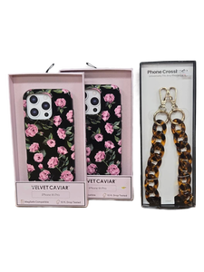 lot 10537 image: 2 Velvet Caviar iPhone 16 Pro Case Set with Phone Cross Chain&nbsp
