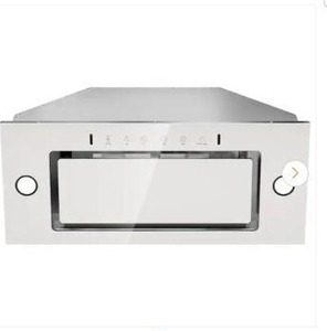 lot 15565 image: 30 in. 900 CFM Ductless Convertible Insert Range Hood in Stainless Steel and White Glass with LED Lights - Retail $299