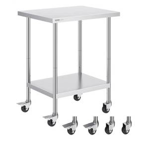 lot 15568 image: Stainless Steel Commercial Work Table with Wheels