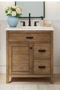Stanhope 31 in. Single Sink Reclaimed Oak Bath Vanity with Crystal White Engineered Stone Top - $659.00