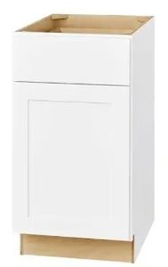 lot 16897 image: Avondale 18 in. W X 24 in. D X 34.5 in. H Ready to Assemble Plywood Shaker Base Kitchen Cabinet in Alpine White - Retail $288