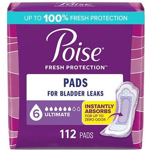lot 4944 image: Poise Incontinence Pads for Women - Ultimate Absorbency - 6 Drop - Regular - 112ct