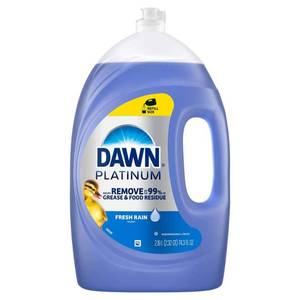 lot 4958 image: Dawn Platinum Dish Soap Liquid  Dishwashing Liquid  Grease Removal  Fresh Rain  74.3oz