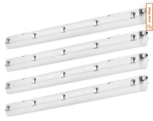 lot 6405 image: 4FT. 4-Pack Vapor Tight Light 60-Watt 7400 Lumens Vapor Proof Light Fixture Waterproof Integrated LED Wraparound Light - Retail $138