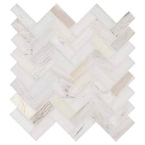 lot 15586 image: Angora Herringbone Marble Mosaic Tile 7 pcs - Retail $53