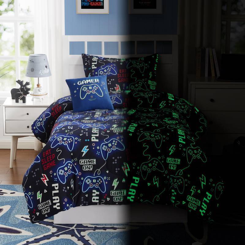 lot 10115 image: Kaleido Space Kids Comforter Set Full Size- 1 Comforter, 1 Decor Pillow, 2 Pillow Shams