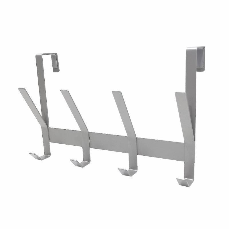 lot 23276 image: Heavy Duty Over The Door 4 Hooks Rail Matte Gray - Brightroom Steel Towel & Coat Rack, Powder-Coated Door Hanger
