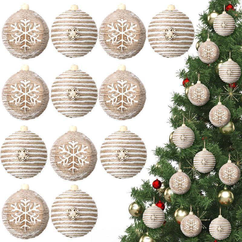 lot 31532 image: 12 Pack Farmhouse Christmas Hanging Ornaments for Tree, 2.76 Inches