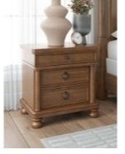 lot 6418 image: Greddinton Brown 3 Drawer 27 in. W Nightstand (See Pics) - Retail $324