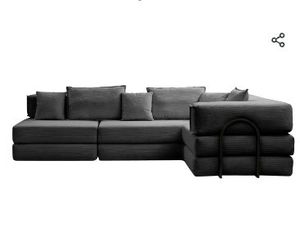 Oversized Upholstered Sectional Sofa Couch Set, Modular 118.2" L Shaped Floor Living Room Sofa Set with 6 Pillows, DIY Combination Sofa Couch for Living Rooms, Apartments,bedrooms, Black - Retail: $1,085