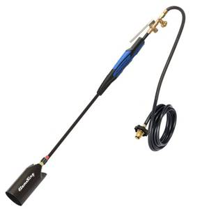 lot 6435 image: Flame King Propane Torch Kit  500000 BTU Heavy-Duty Weed Burner with Push Button Piezo Ignitor  Adjustable Flame - Retail $62
