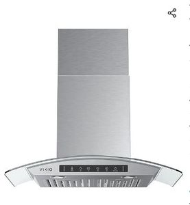 lot 6437 image: VIKIO HOME 36 Wall Mount Range Hood Tempered Glass 900 CFM, Kitchen Chimney Vent Stainless Steel, with Gesture Sensing and Touch Control Switch Panel, 3-Speed Exhaust Fan Permanent Filter - Retail $397