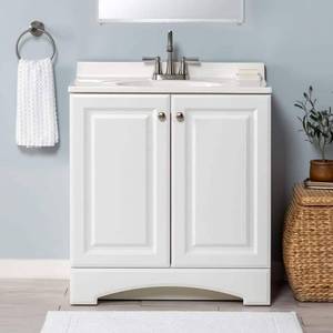 lot 6439 image: 31 in. Single White Bath Vanity - Retail $199