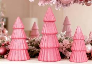 lot 15621 image: Pink Glitter Christmas Tree Decorations