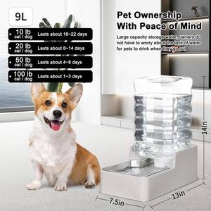 lot 15623 image: Stainless Steel Pet Water Feeder 9L Gravity Leak-Proof Auto Refill Water Dispenser - 304 Stainless Steel Bowl