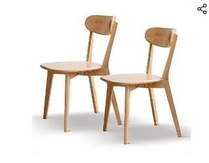 lot 6445 image: Dining Chairs Set of 2, Solid Oak Wood Dining Chair with Comfortable Backrest, Sturdy Wooden Chairs Legs with Silent Footpad for Kitchen, Dining Room - Retail $157