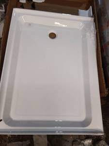 lot 6446 image: Swiss Madison Voltaire 48 in. x 36 in. Single Threshold Acrylic Left Drain Shower Base in White - Retail $323