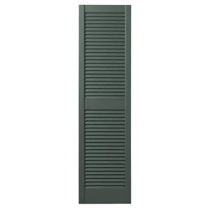lot 6456 image: Pack of 2, 15 in. x 59 in. Open Louvered Polypropylene Shutters Pair in white - Retail $63
