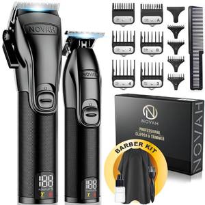 lot 7063 image: Novah Professional Hair Clippers for Men, Professional Barber Clippers and Trimmer Set, Mens Cordless Hair Clipper for Barbers Haircut Kit Fade WORKS - Retail $100