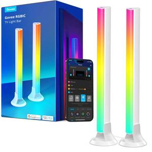 lot 7064 image: Govee RGBIC Light Bars, 15 Inches WiFi TV Backlight Suitable for 45-70 inch TVs, Smart Light Bars with Multiple Placement Options, Work with Alexa and Google Assistant, White - Retail $50