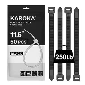 lot 7534 image: Industrial Zip Ties Heavy Duty with 250 lbs Tensile Strength, 11.6 inch, Electrical Cable Ties Heavy Duty, 50 Pieces, Wide and Thick Zip Ties, by Karoka&nbsp