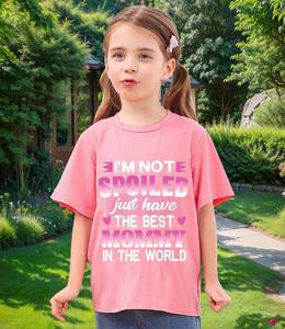 lot 7576 image: UNICOMIDEA Girls Cotton T-Shirt Graphic Im Not Spoiled Just Have The Best Mommy in The World Pattern Kids Clothes Pink Short Sleeve Tee Shirts for 3-4 Years Girl Vacation